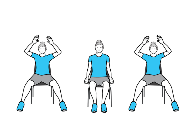 Handicapped woman doing exercise on chair  Illustration