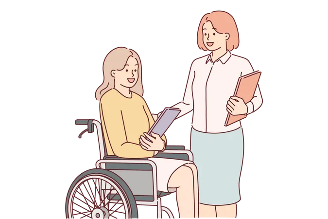 Handicapped woman got job  Illustration