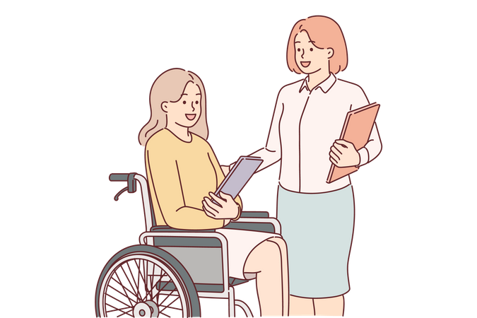 Handicapped woman got job  Illustration