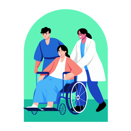 Handicapped Woman needs help  Illustration