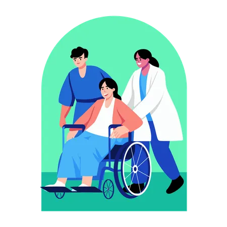 Handicapped Woman needs help  Illustration