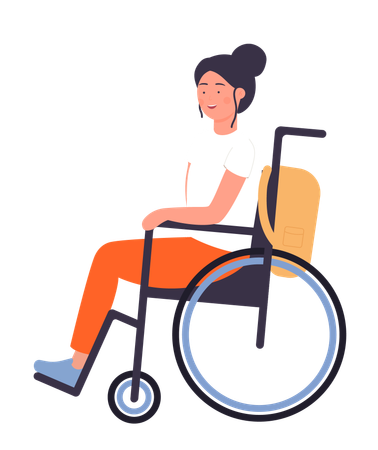 Handicapped woman sitting on wheelchair  Illustration