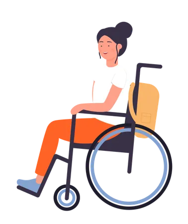 Handicapped woman sitting on wheelchair  イラスト