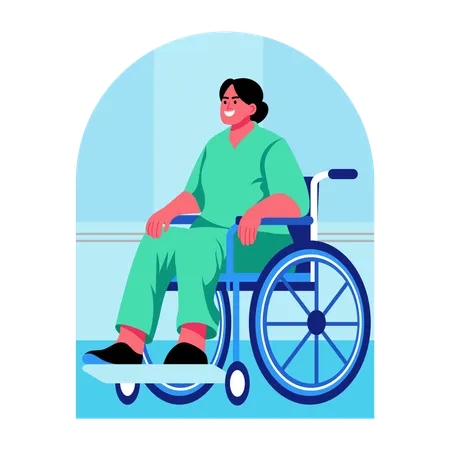 Handicapped woman sitting on wheelchair  Illustration
