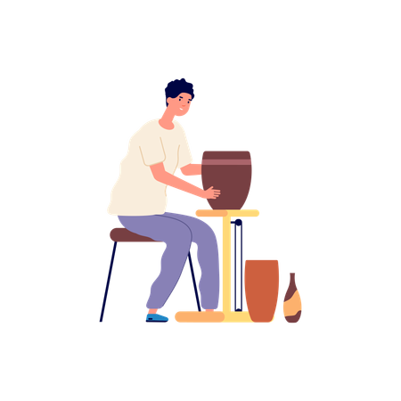 Handicraft artist making pot  일러스트레이션