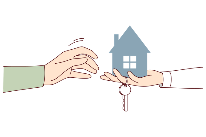 Handing over house keys after selling Illustration