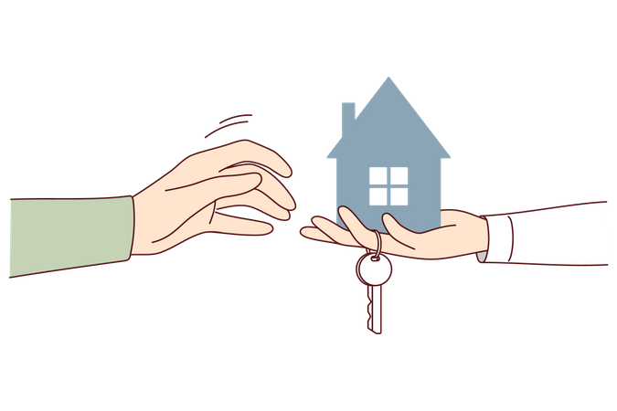 Handing over house keys after selling  Illustration