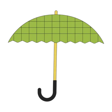 Handle Umbrella Accessory Flat Line Color Isolated Vector Object Opened Shield Protection Editable Clip Art Image On White Background Simple Outline Cartoon Spot Illustration For Web Design イラスト