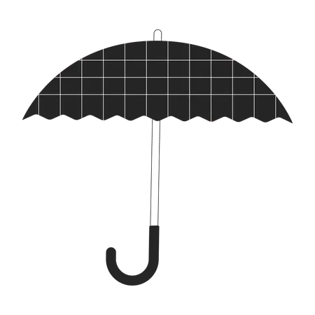 Handle Umbrella Accessory Flat Monochrome Isolated Vector Object Opened Shield Protection Editable Black And White Line Art Drawing Simple Outline Spot Illustration For Web Graphic Design イラスト