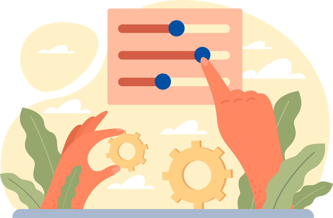 Hands adjusting equalizer  Illustration