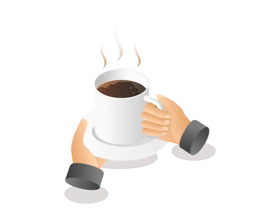 Hands carrying a cup of coffee Illustration