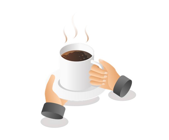 Hands carrying a cup of coffee  Illustration