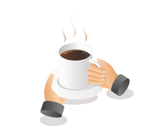 Hands carrying a cup of coffee  Illustration