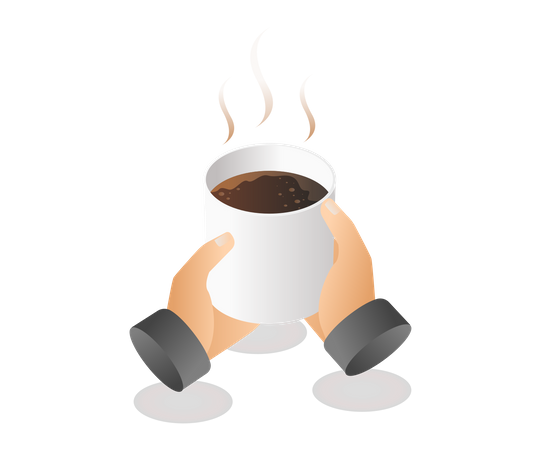 Hands carrying a cup of hot coffee  Illustration