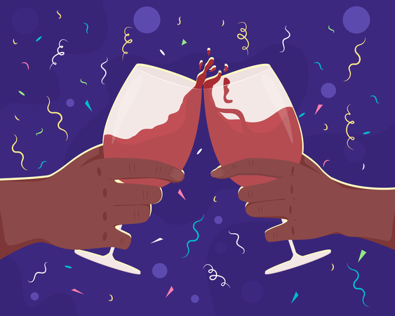 Hands cheering glass of wine Illustration