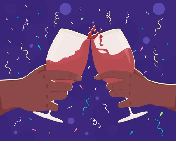 Hands cheering glass of wine Illustration