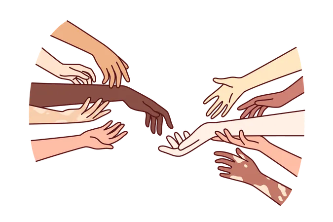 Hands Diverse People With Different Skin Colors For Concept Importance Of Tolerance Fighting Discrimination Based On Race Hands Tolerant Multiracial Men And Women Wanting To Find Tolerant Friends Illustration