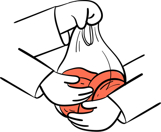 Hands giving and receiving meat  Illustration