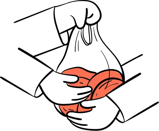 Hands giving and receiving meat  Illustration