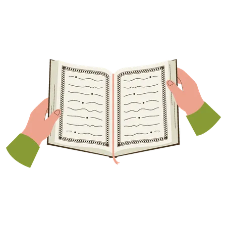 Hands Holding an Open Quran  Illustration