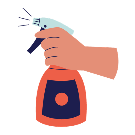 Hands holding bottle spray  Illustration