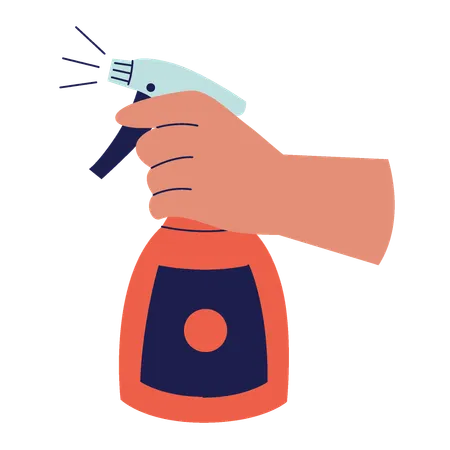 Hands holding bottle spray  Illustration