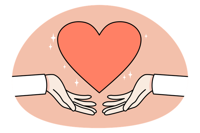 Hands holding heart symbol on world celebration day  Illustration