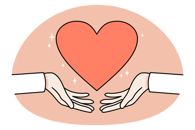 Hands holding heart symbol on world celebration day  Illustration