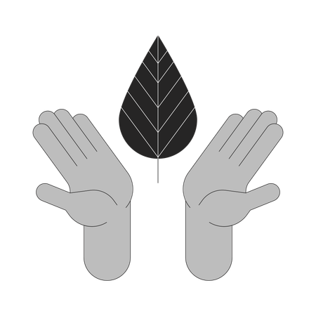 Hands holding leaf  Illustration