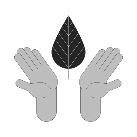 Hands holding leaf  Illustration