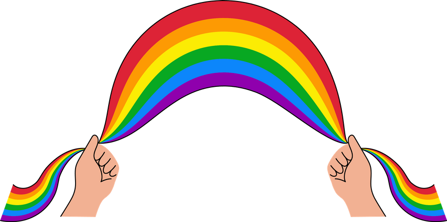 Hands holding LGBT flag rainbow Illustration