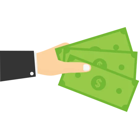 Hands Holding Money Salary Sell Money Business Buy Save Cash Coin Currency Dollar Finance Concept Pay For Something Hand Holding A Bill Vector Illustration Illustration