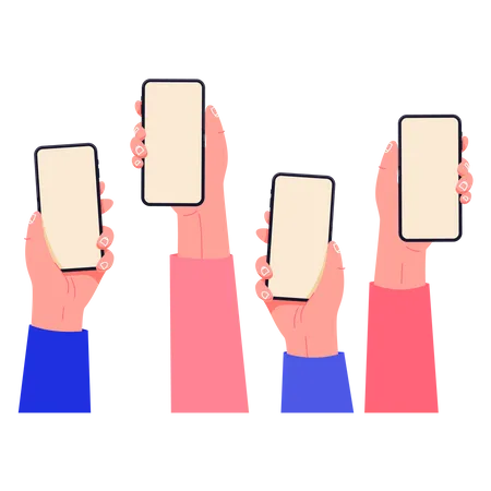 Hands holding phones  Illustration