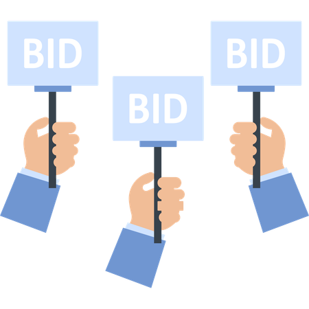 Hands Holding Signs with the Word BID Business and Finance  Illustration