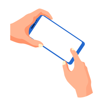 Hands holding smartphone and touching screen  Illustration