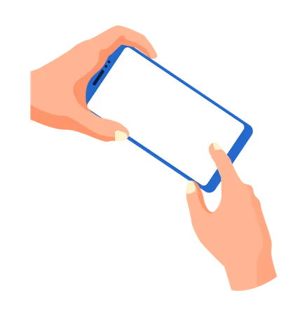 Hands holding smartphone and touching screen  Illustration