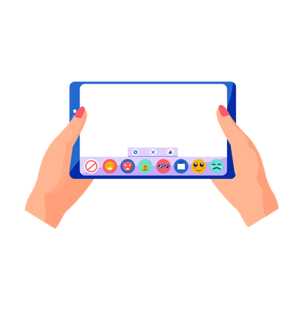 Hands holding smartphone and touching screen  Illustration