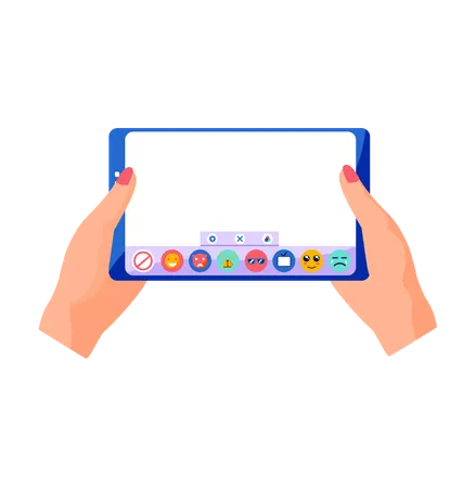 Hands holding smartphone and touching screen  Illustration