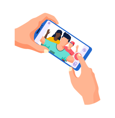 Hands holding smartphone  Illustration