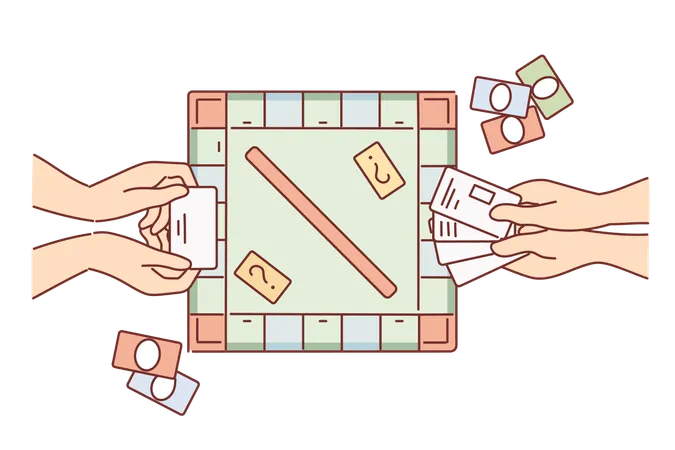 Hands of people playing monopoly  Illustration