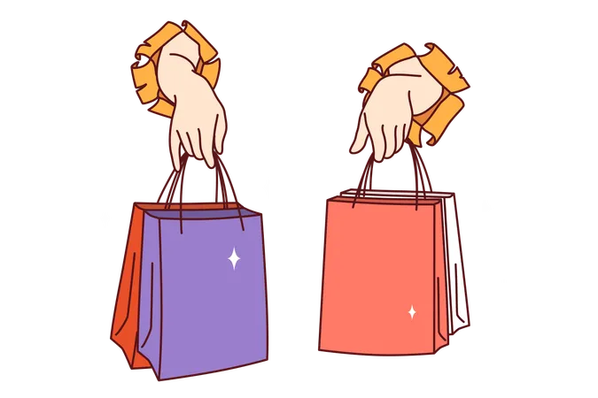 Hands of people with shopping bags  Illustration