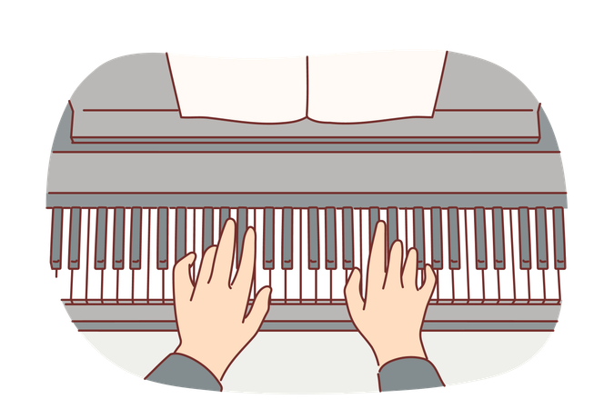 Hands of pianist playing classical composition on piano  Illustration