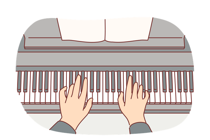 Hands of pianist playing classical composition on piano  Illustration