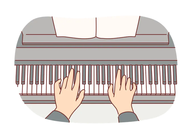 Hands of pianist playing classical composition on piano  Illustration