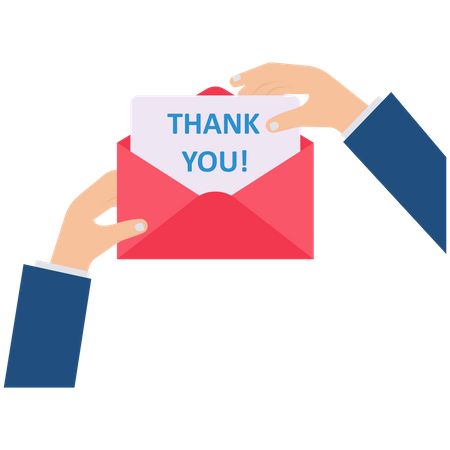 Hands opening thank you letter  Illustration