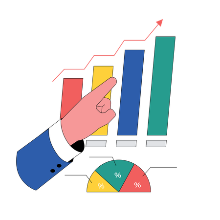 Hands pointing bar graphic chart  Illustration