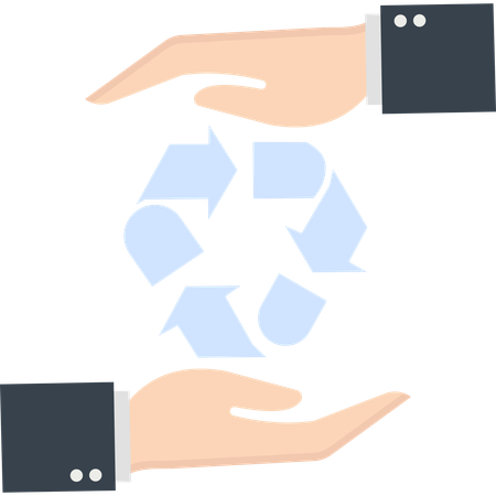 Hands Protecting Recycle Symbol  Illustration