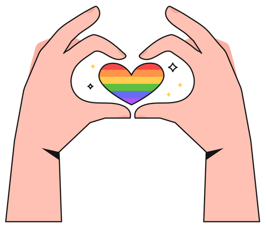 Hands showing LGBT heart gesture  Illustration