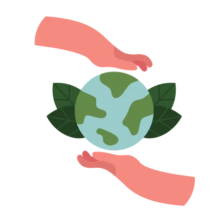 Hands surrounding earth  Illustration