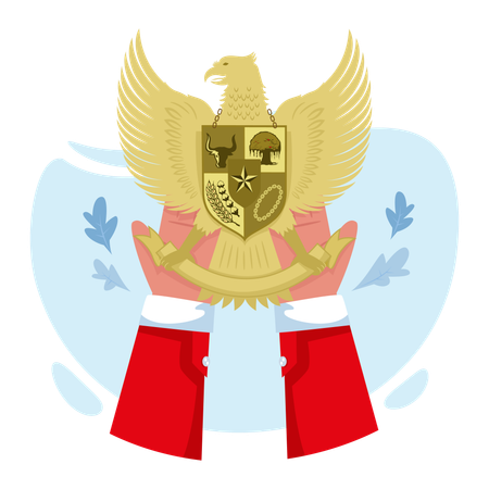 Hands with garuda pancasila symbol  Illustration